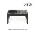 Elevated pet feeder bowl rack with two stainless steel bowls, 44x27.9x29cm, in grey, black, or white