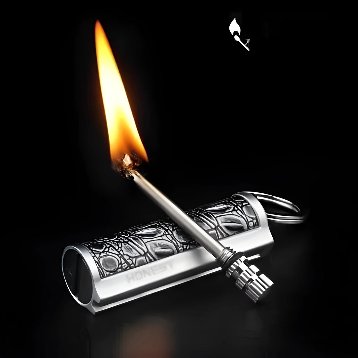 Windproof leather lighter with personality metal sticker in red, black, reddish-brown or yellow leather.