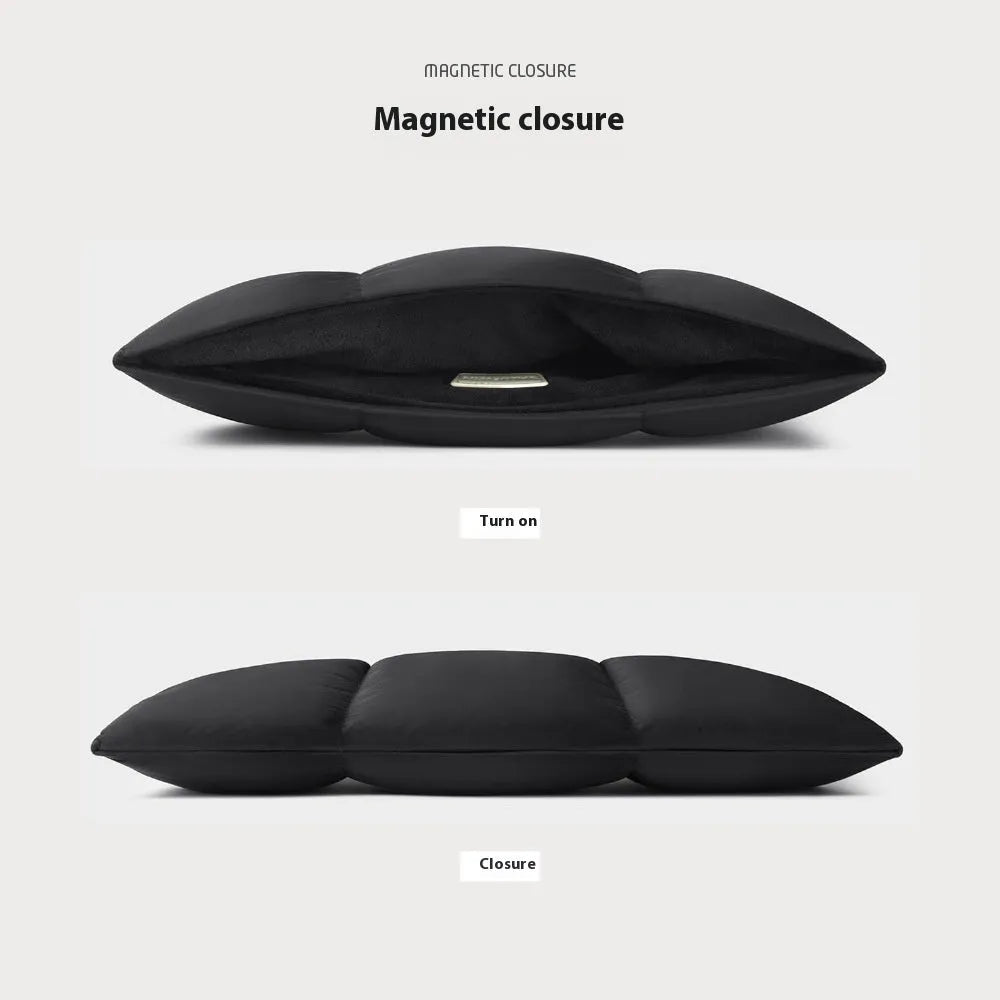 Soft fluffy polyester laptop sleeve in black with retro sewing thread detailing for 13-15.6 inch devices