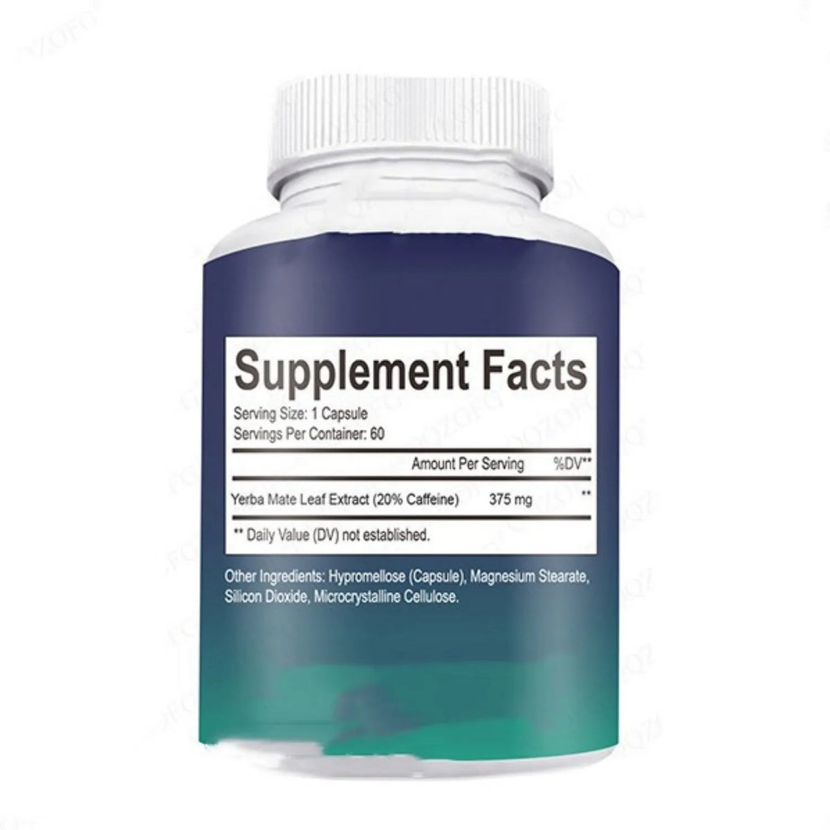 Bottle containing 60 vitamin capsules dietary supplement for normal temperature storage