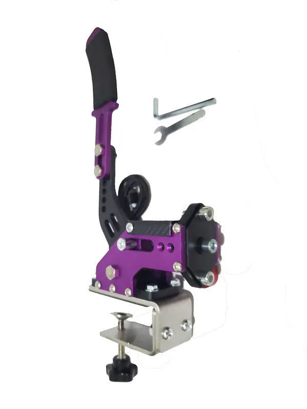 Aluminum and stainless steel linear handbrake with clamp for racing simulators compatible with G29 and T300RS