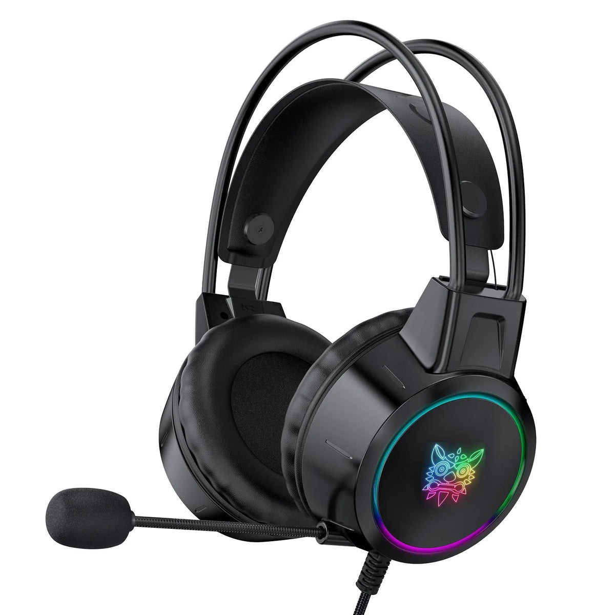 X15PRO wired gaming headset with 3.5mm plug, 50mm horn, RGB luminous design, and braided cable
