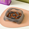 Plastic slow feeder dog bowl with maze pattern design in blue colour for anti-choking feeding