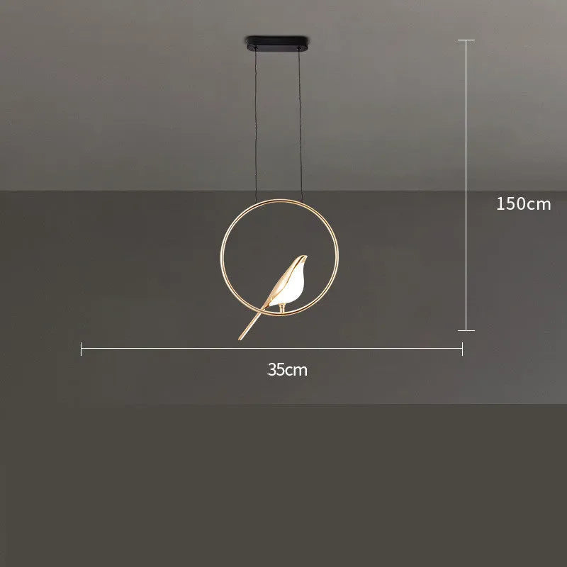Modern minimalist magpie bird chandelier with zinc alloy framework and acrylic elements, 150cm height ceiling light
