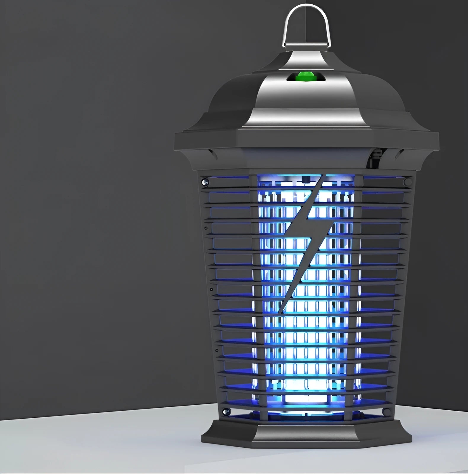 Black outdoor mosquito killer with UV light and electric shock grid for 61 square metre coverage