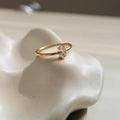 Simple golden stainless steel ring with either love heart or oval shape design in sizes 5 to 8
