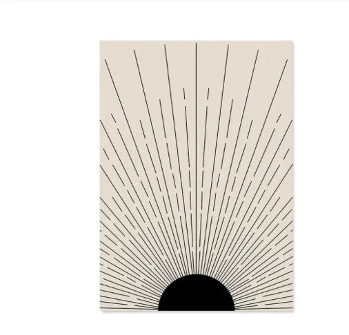 Abstract boho-style animal line art printed on a frameless canvas wall decoration.