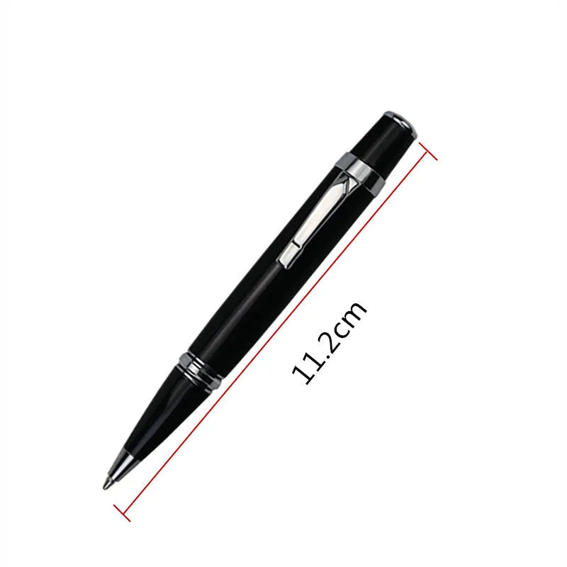 Black metal pocket rollerball pen with two 0.7mm black refills included