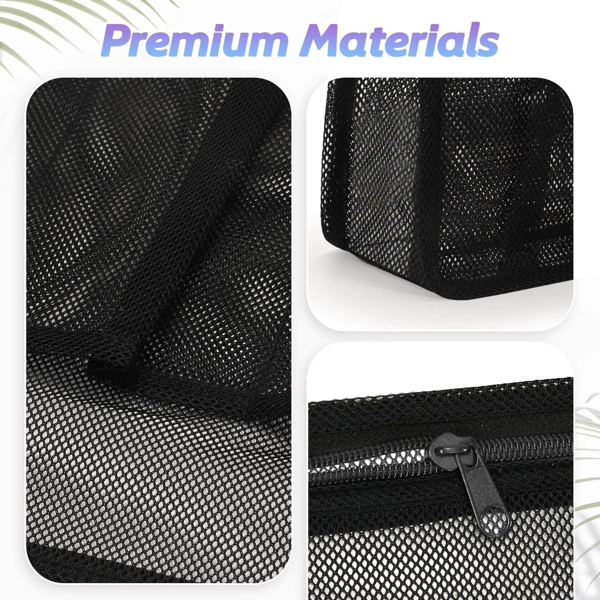 Black swimming gym bag with dry wet separation compartments and mesh net pocket