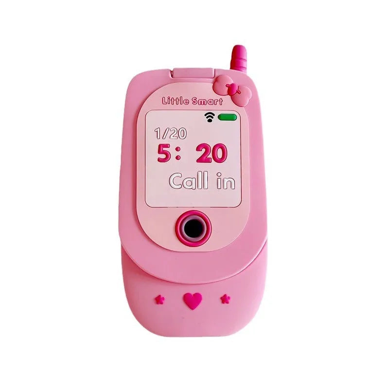 Light pink silicone flip phone case with mirror for iPhone protection