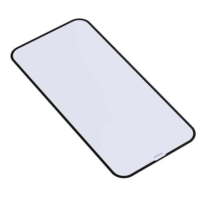 Black 0.23mm tempered glass screen protector for iPhone 12 mini with curved edges and anti-blue light filter