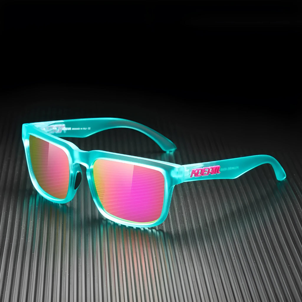 Polarized square sunglasses with TAC lens and PC frame, available in 12 colours