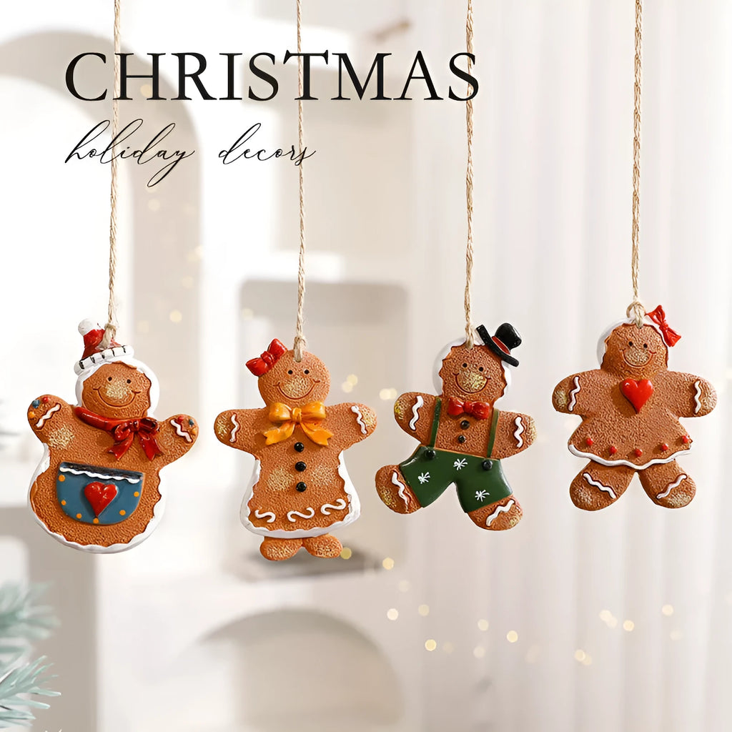 Christmas resin pendant set with snowman, gingerbread man, and Santa figures in various colours and accessories