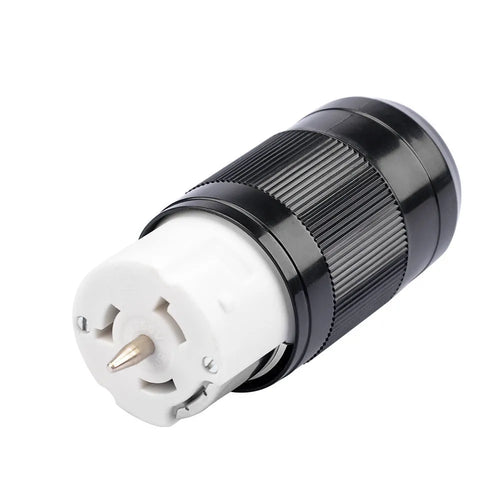 American RV 125V rear pull ring power plug with nylon housing and copper contacts