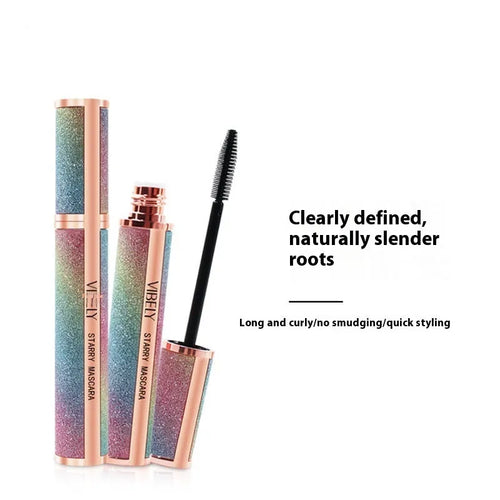 4D waterproof mascara tube showing deep black formula for long thick curling lashes