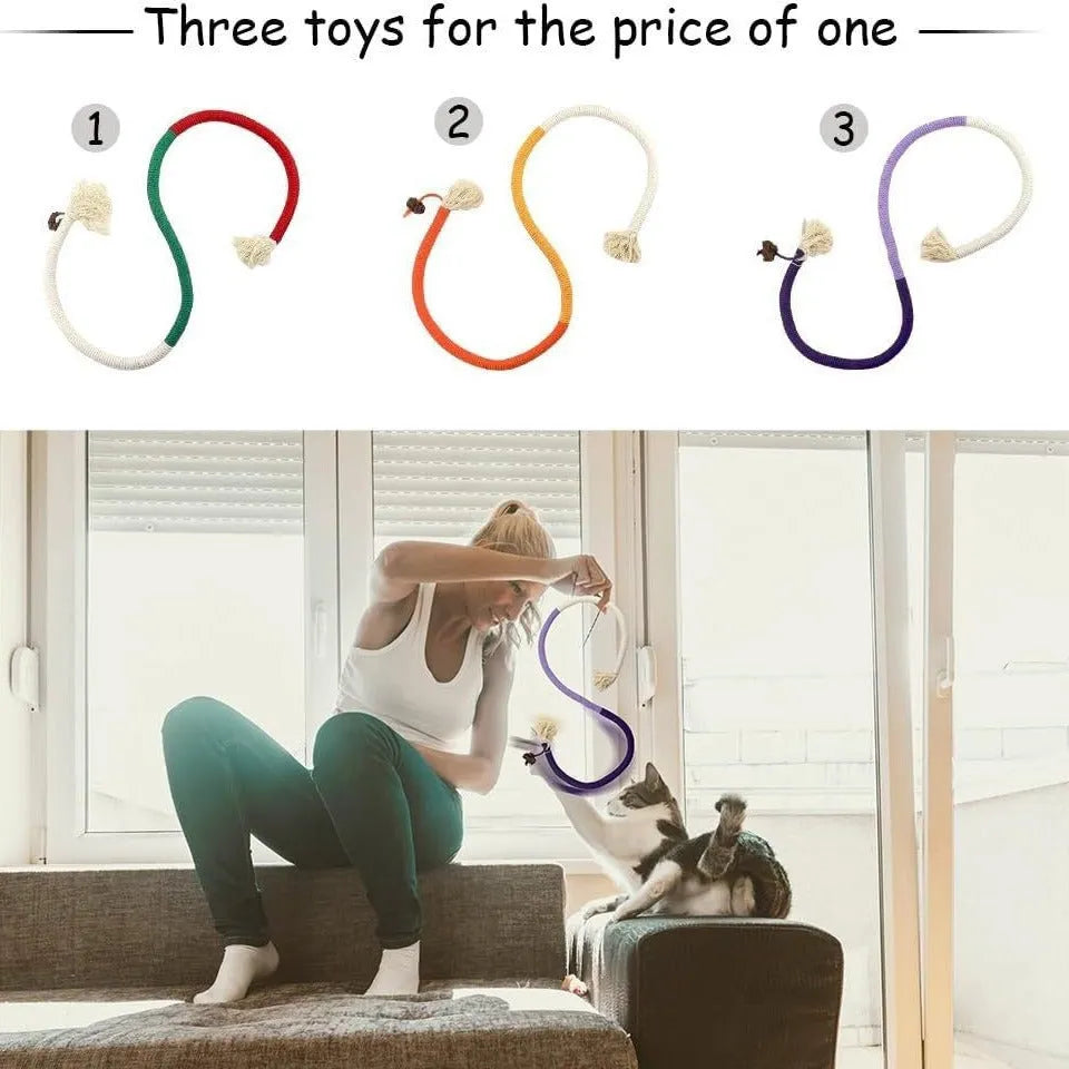 70cm long cotton string cat bite rope toy with catnip in multiple colour options.
