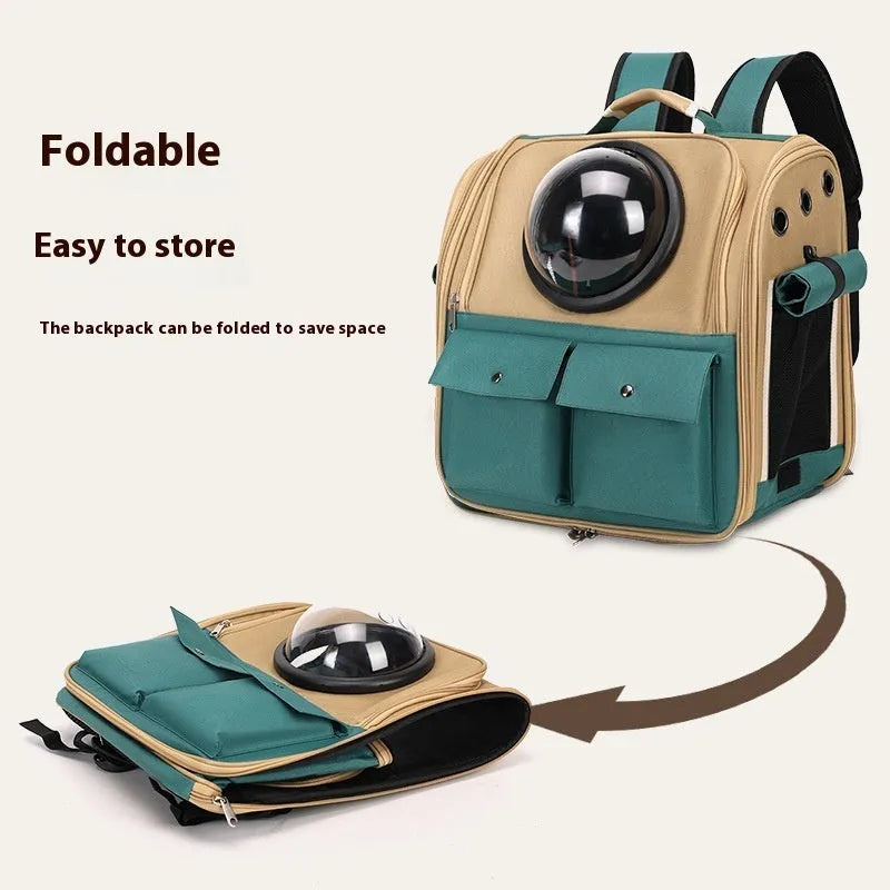 Solid colour cat space capsule backpack made of polyester for cats up to 7kg