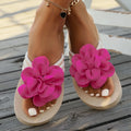 Plus size casual slippers with flower pattern on PU upper, in beige.