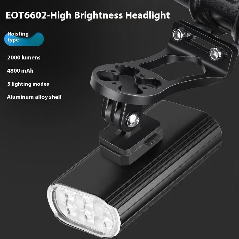 Aluminium alloy bicycle headlight with USB Type-C charging port and quick-release mount