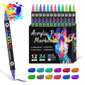 Set of double-headed opaque acrylic marker pens for painting on rock, glass, and metal surfaces.