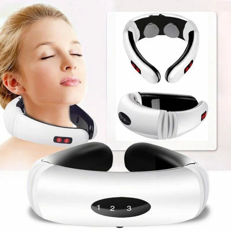 Electric neck massager with far infrared and six pulse modes, 14x16x5cm, battery or charging version