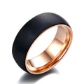 8mm black and rose gold stainless steel men's ring, US sizes 7-12, 9.5g