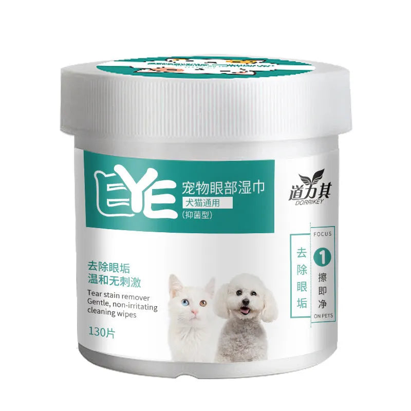 Dog eye wipes, 130 pieces of liquid pet tear removing eye wipes for removing eye dirt from dogs.