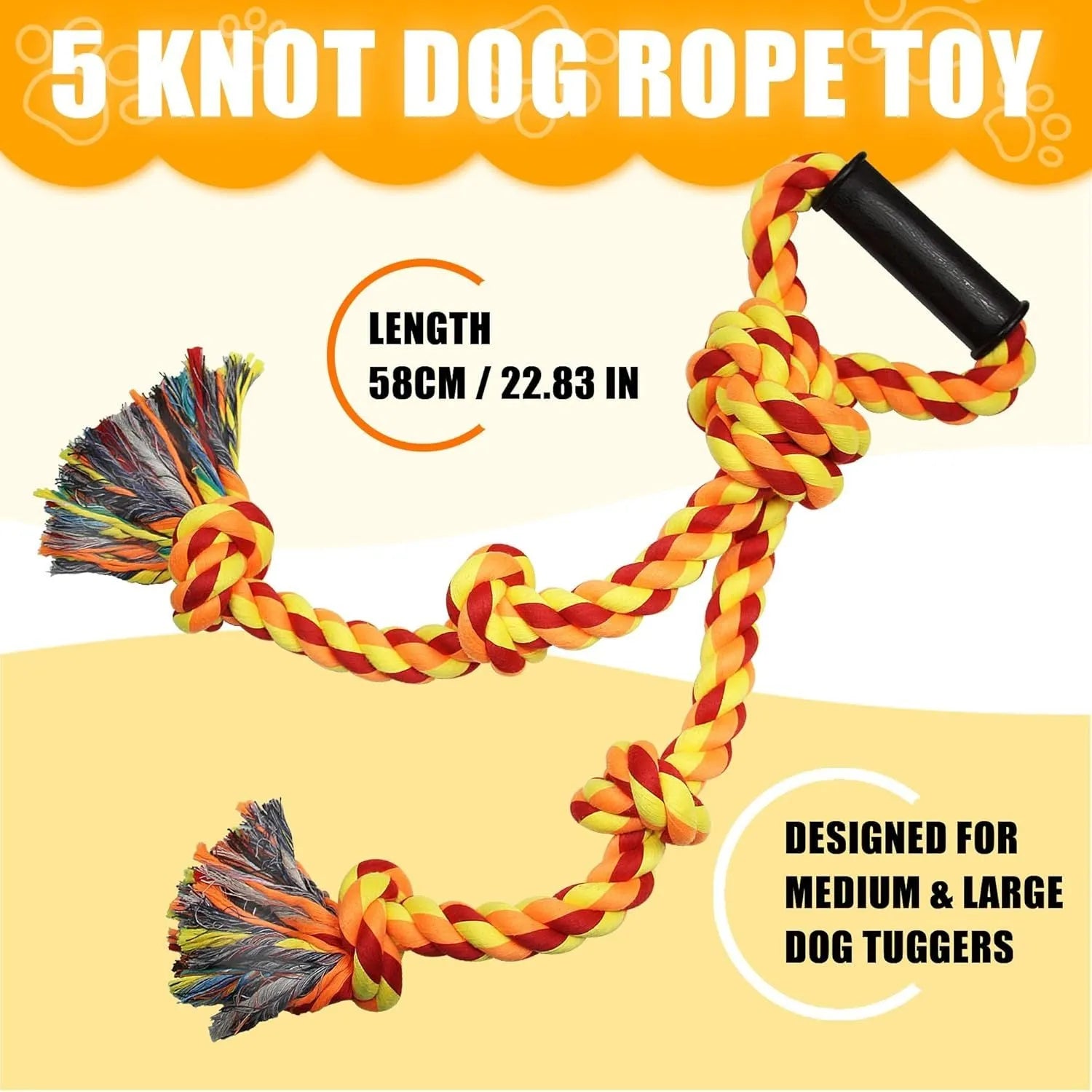 Blue and yellow durable dog rope toy for aggressive chewers with non-slip handles