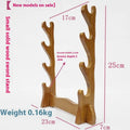 Chinese style handmade wooden bracket shelf in a natural finish, showing multi-layer design for wall display.