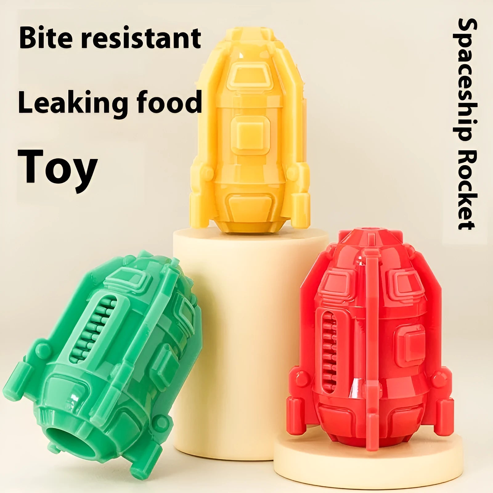 TPR pet food leakage toy in bright red colour designed for dog nibbling and treat dispensing
