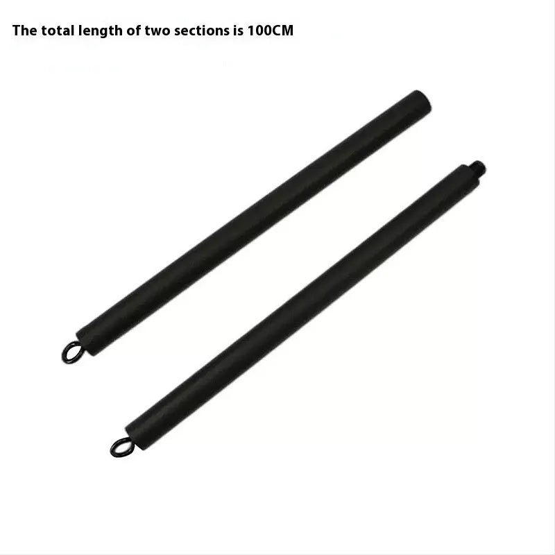 Push-and-pull rod fitness stick with two segments and pulling rope mechanism