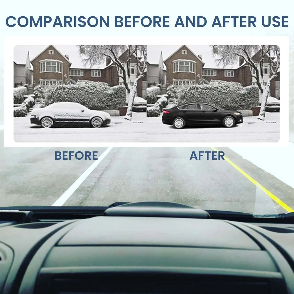Black handheld car windscreen de-icer tool for melting ice and snow on vehicle glass.