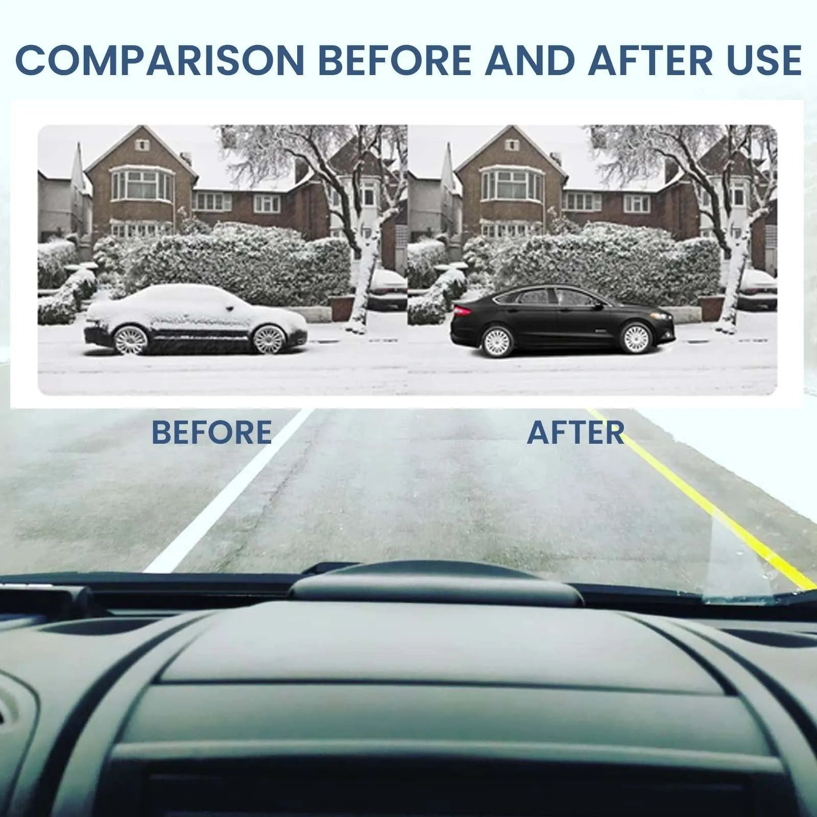 Black handheld car windscreen de-icer tool for melting ice and snow on vehicle glass.