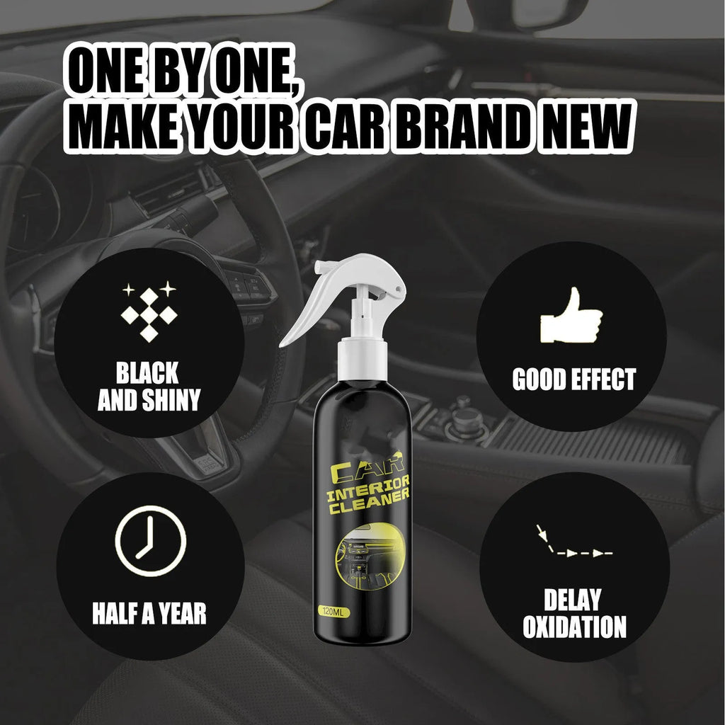 120ml bottle of car interior cleaner for leather and plastic dashboard maintenance