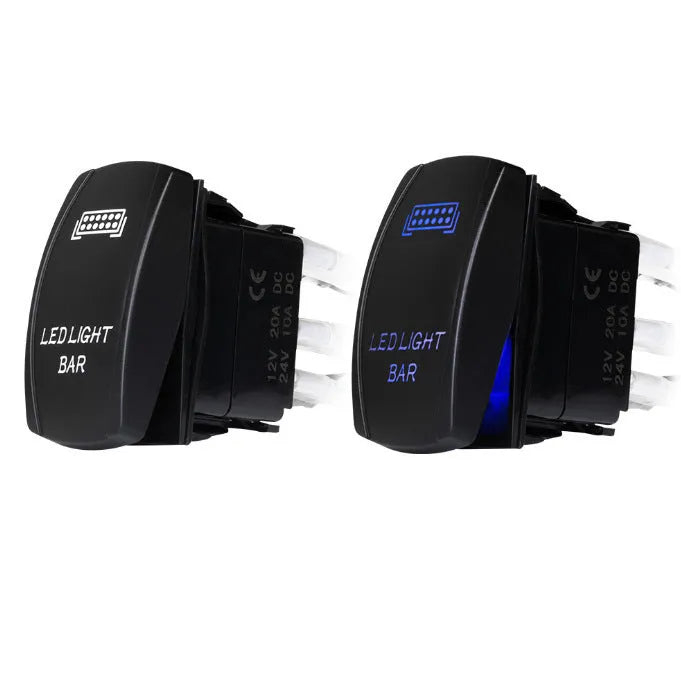 Black off road LED spotlight cable set with 2 metre wire harness and integrated light bar switch