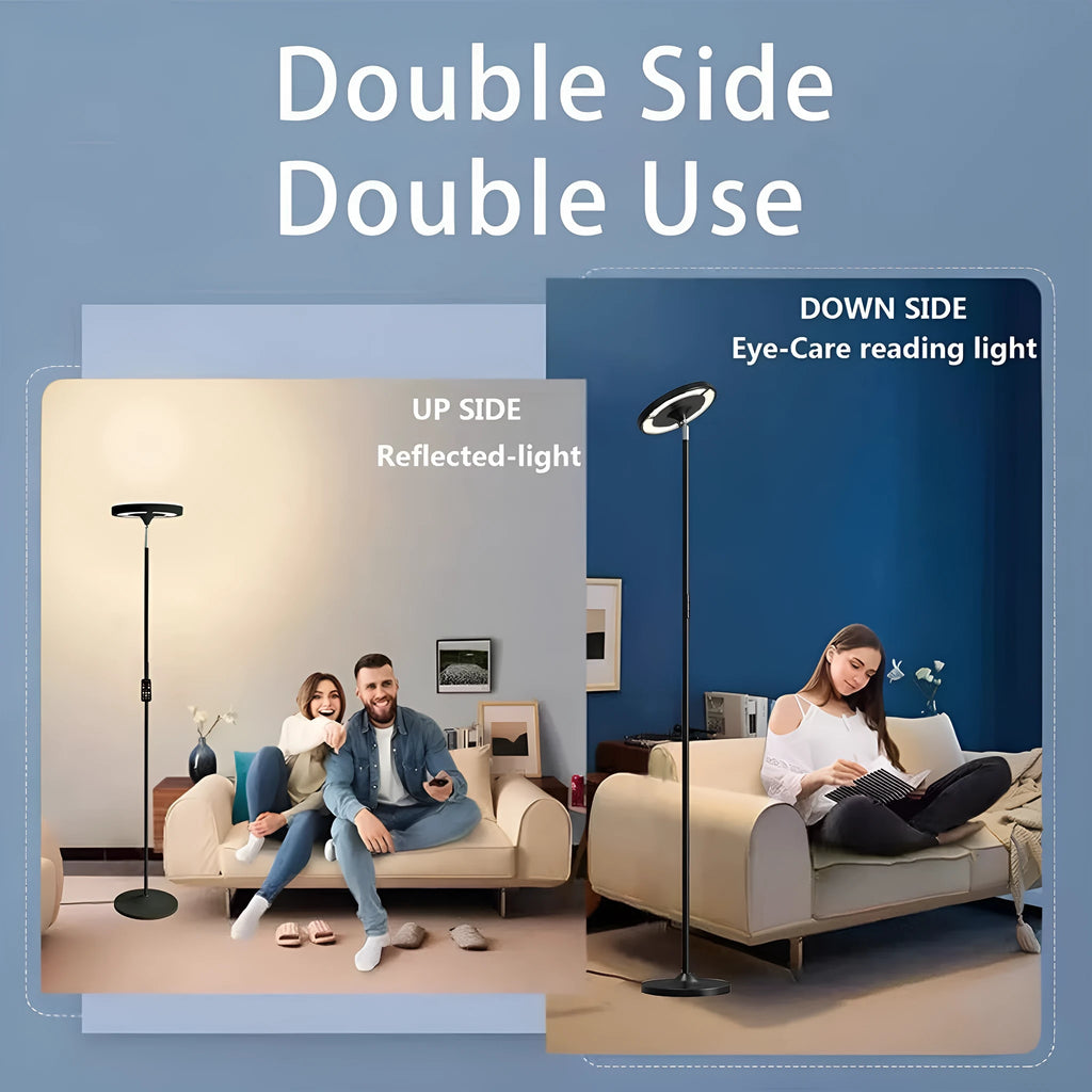 LED floor lamp with RGB uplight and white reading light, remote control, adjustable height 1.75m, 24W 2600 lumens