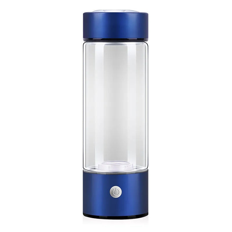 Hydrogen water bottle with electric generator in silver colour, borosilicate glass, 401-500ml capacity