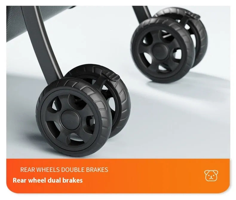 Black folding pet cart with removable frame and large transport capacity