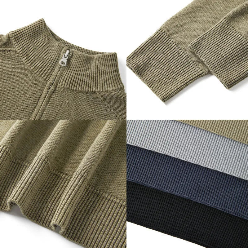 Men's slim fit casual wool sweater in black, shown in a pullover style with long sleeves.