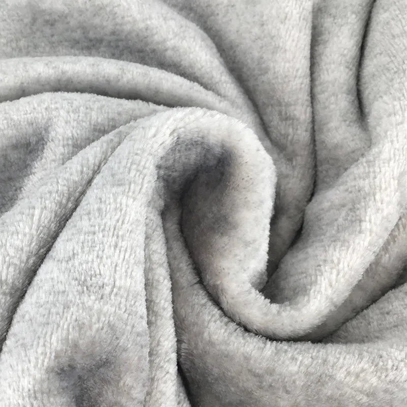 Grey dog flannel deep sleeping blanket, 70cm x 100cm, 100% polyester, large warm pet blanket for beds and sofas