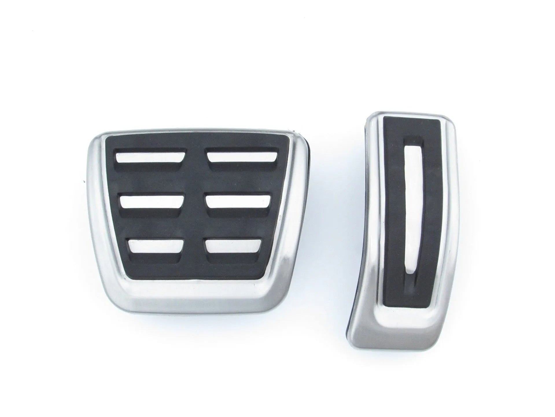 Black stainless steel brake and accelerator pedal cover for Porsche Macan, showing punch-free design.