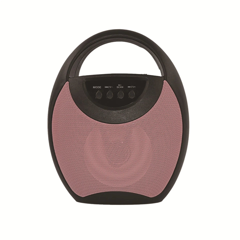 Portable Bluetooth speaker in black, blue or pink with USB port for charging