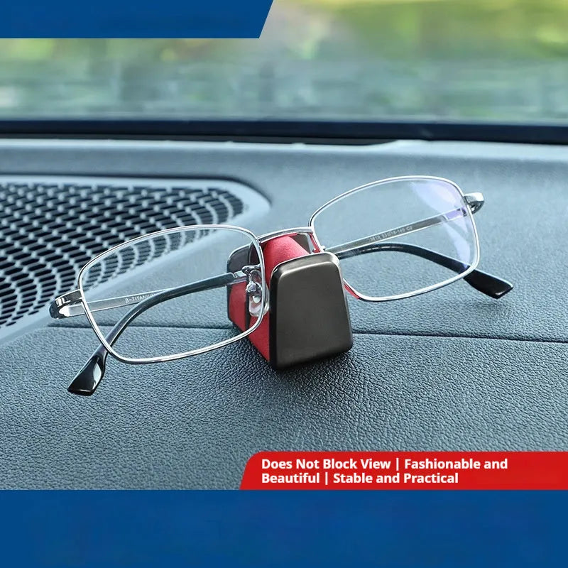 Car dashboard glasses clip holder in black, grey, green or red with zinc alloy leather construction