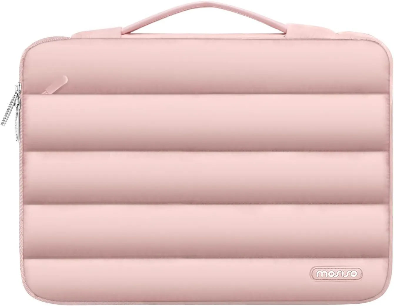 Velvet laptop bag with plaid-lined interior in black, pink, light brown, or sand colour