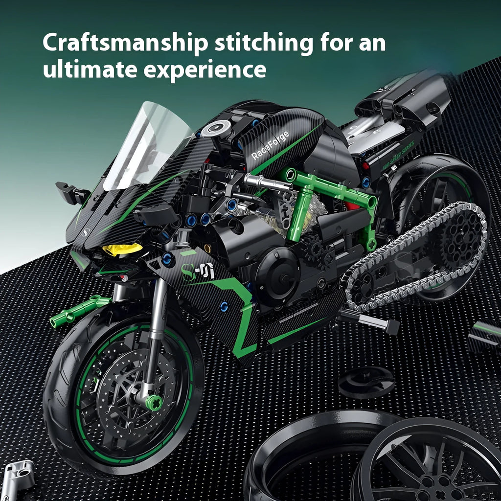 1:8 H2R motorcycle building blocks toy model made from small-particle plastic in a colour box for teenagers aged 7-14