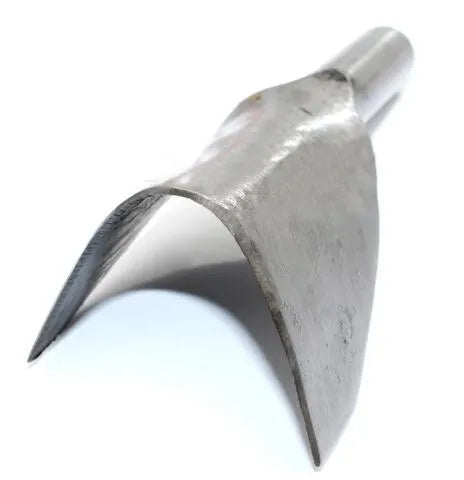 Set of six steel leather punch tools with half-round and V-shaped heads in sizes from 15mm to 40mm.