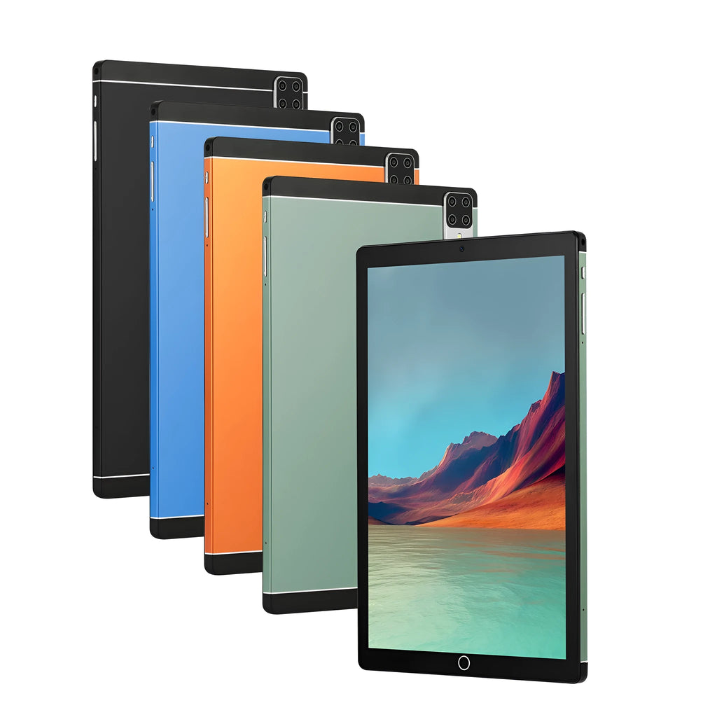 11.6-inch Android 15 tablet in black, blue, green, or orange with 640GB storage and dual SIM capability