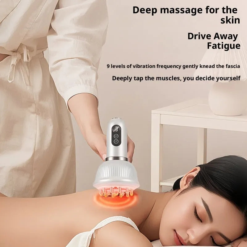 Electric meridian brush massager in white, green, black, or red, rechargeable ABS body with 3 speed gears