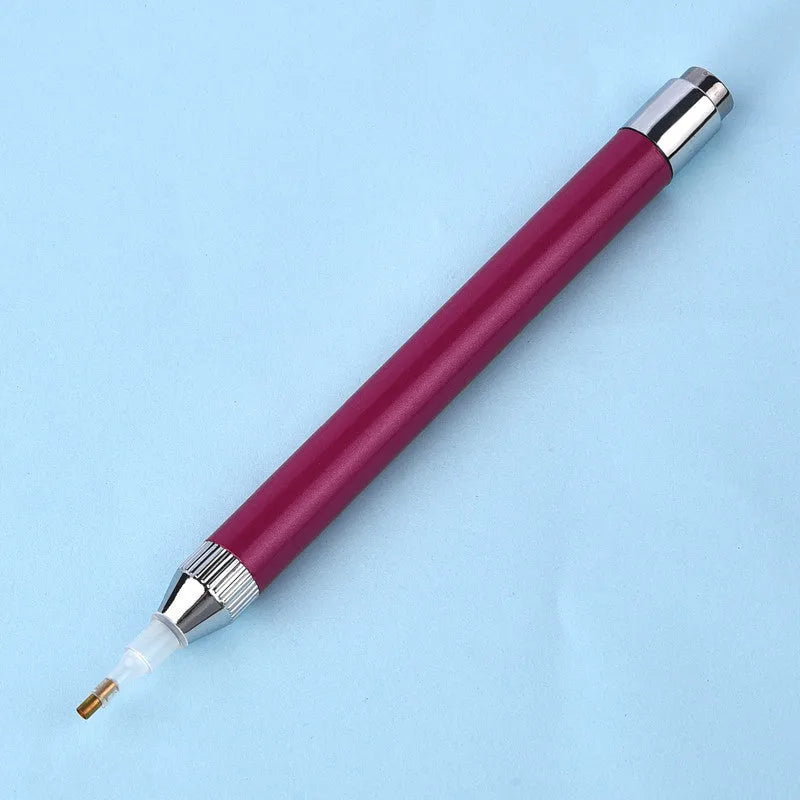 Aluminium alloy luminous drill pen for diamond painting in blue gold red colours