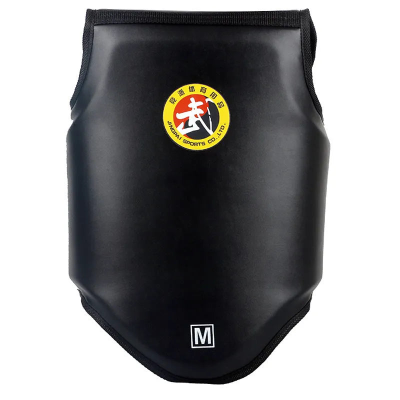 Red boxing helmet with one-piece chest protector for fighting training